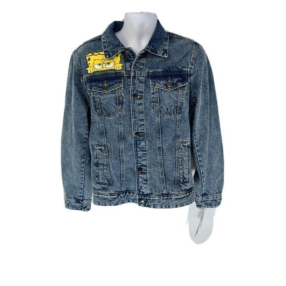 Members Only x Sponge Bob Trucker Denim Jean Jacket X Nickelodeon Size Small New - Picture 10 of 12
